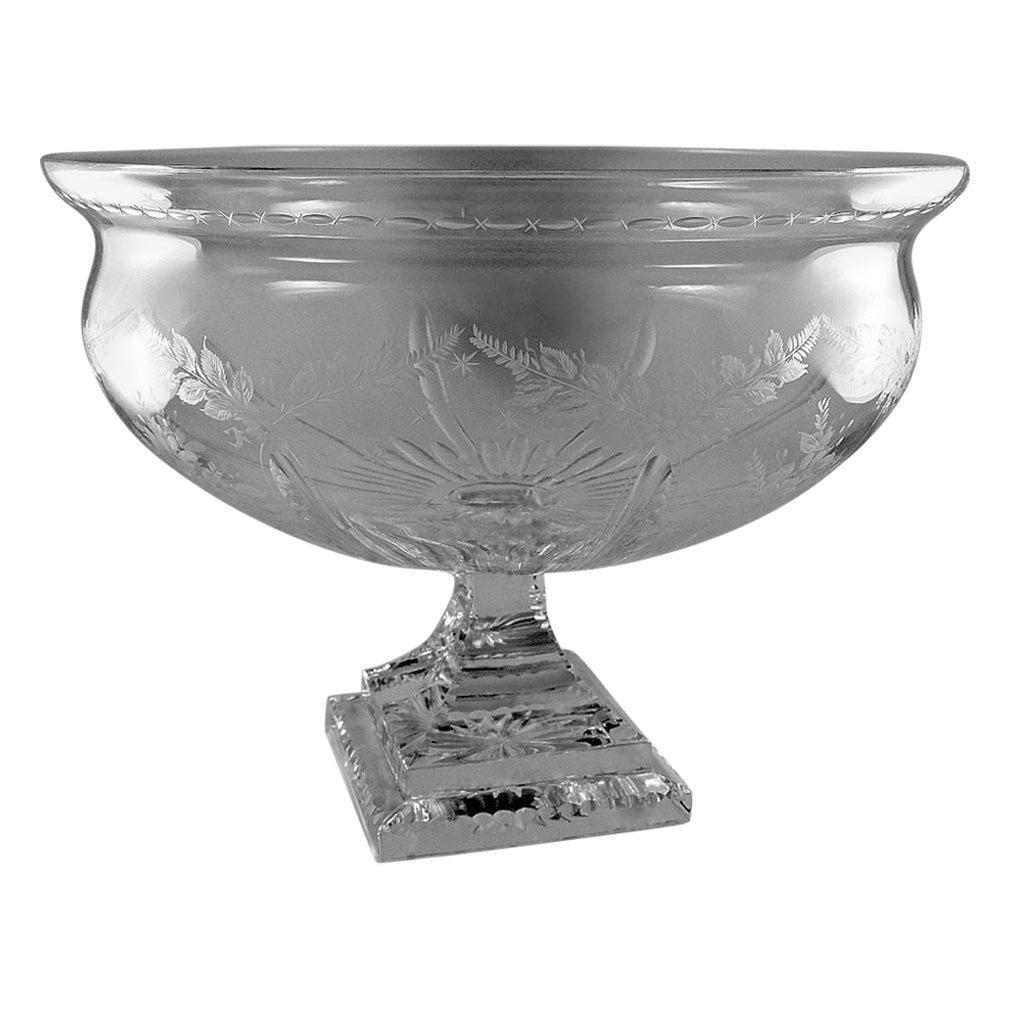 Art Noveau Style Italian Ground Crystal Cup With Square Base For Sale