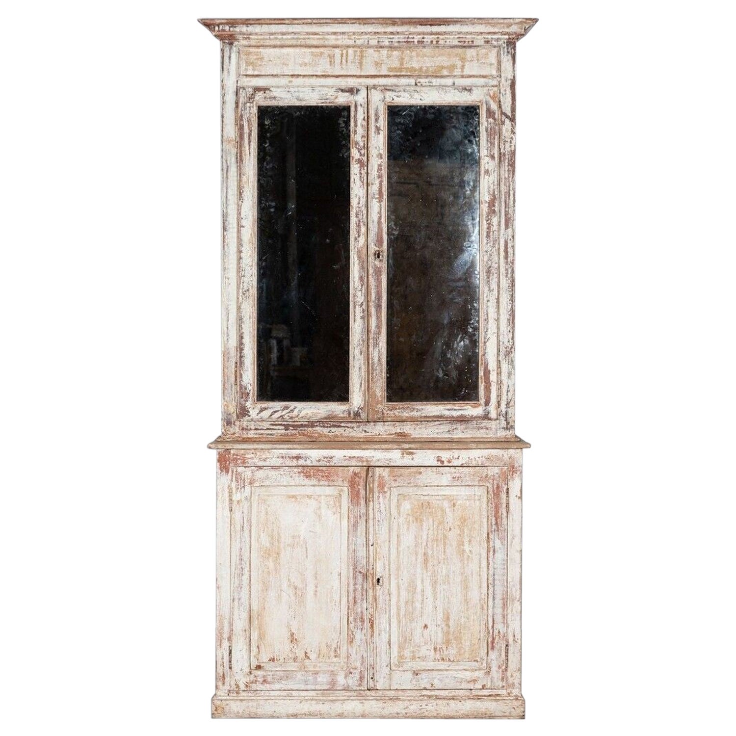 19thC Austrian Painted Mirrored Vitrine - Cabinet For Sale