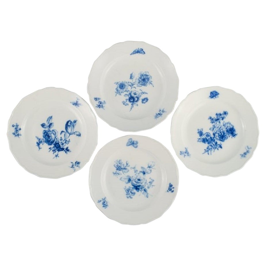 Four Antique Meissen Dinner Plates in Porcelain, Late 19th C