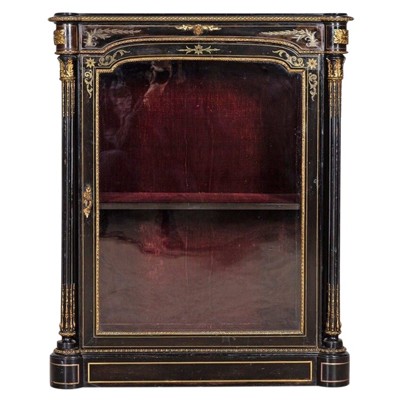 19thC English Ebonised Glazed Pier Cabinet