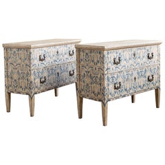 Pair of  Blue/White Hand Painted Italian Chests of Drawers / Commodes
