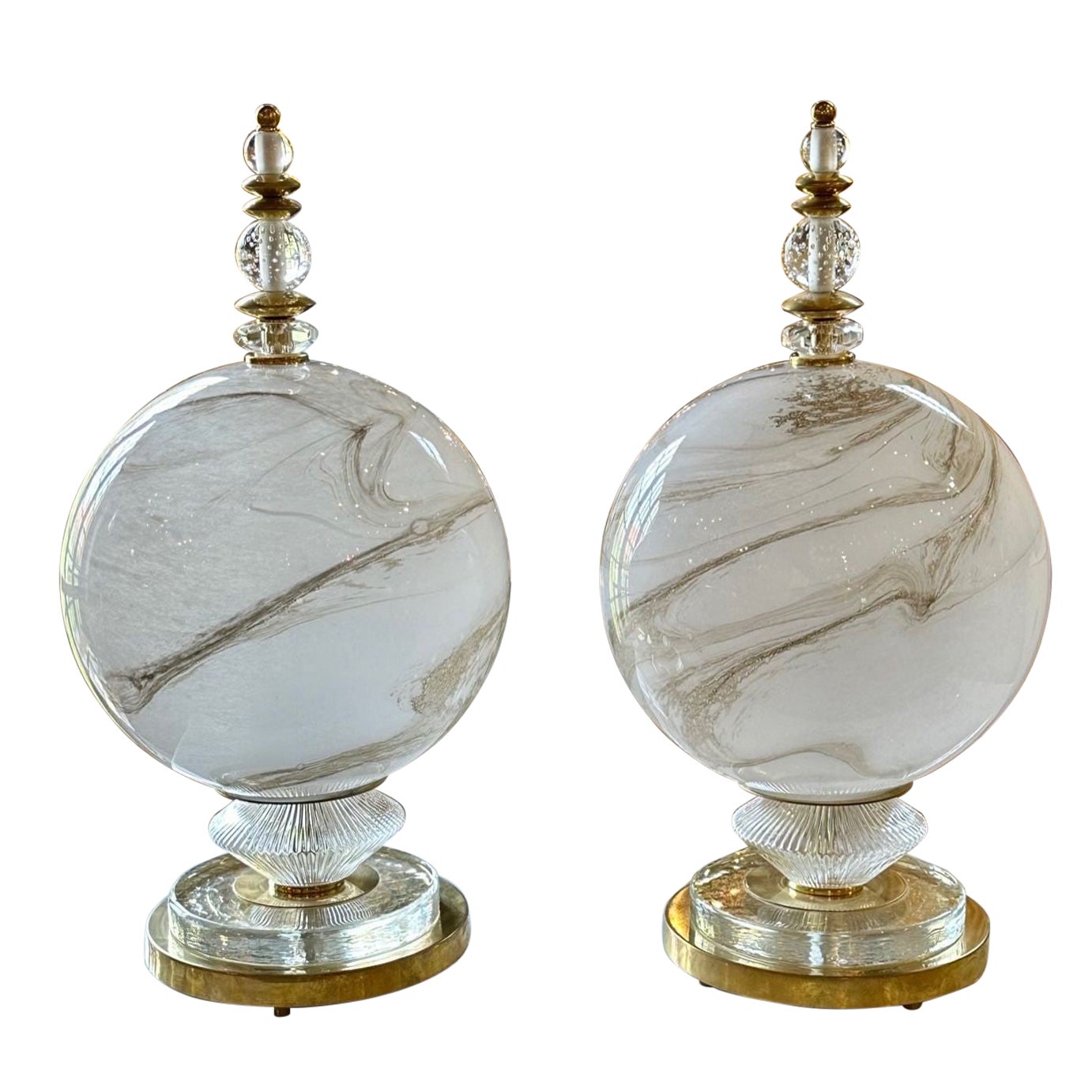 Murano Glass and Brass Globe Lamp