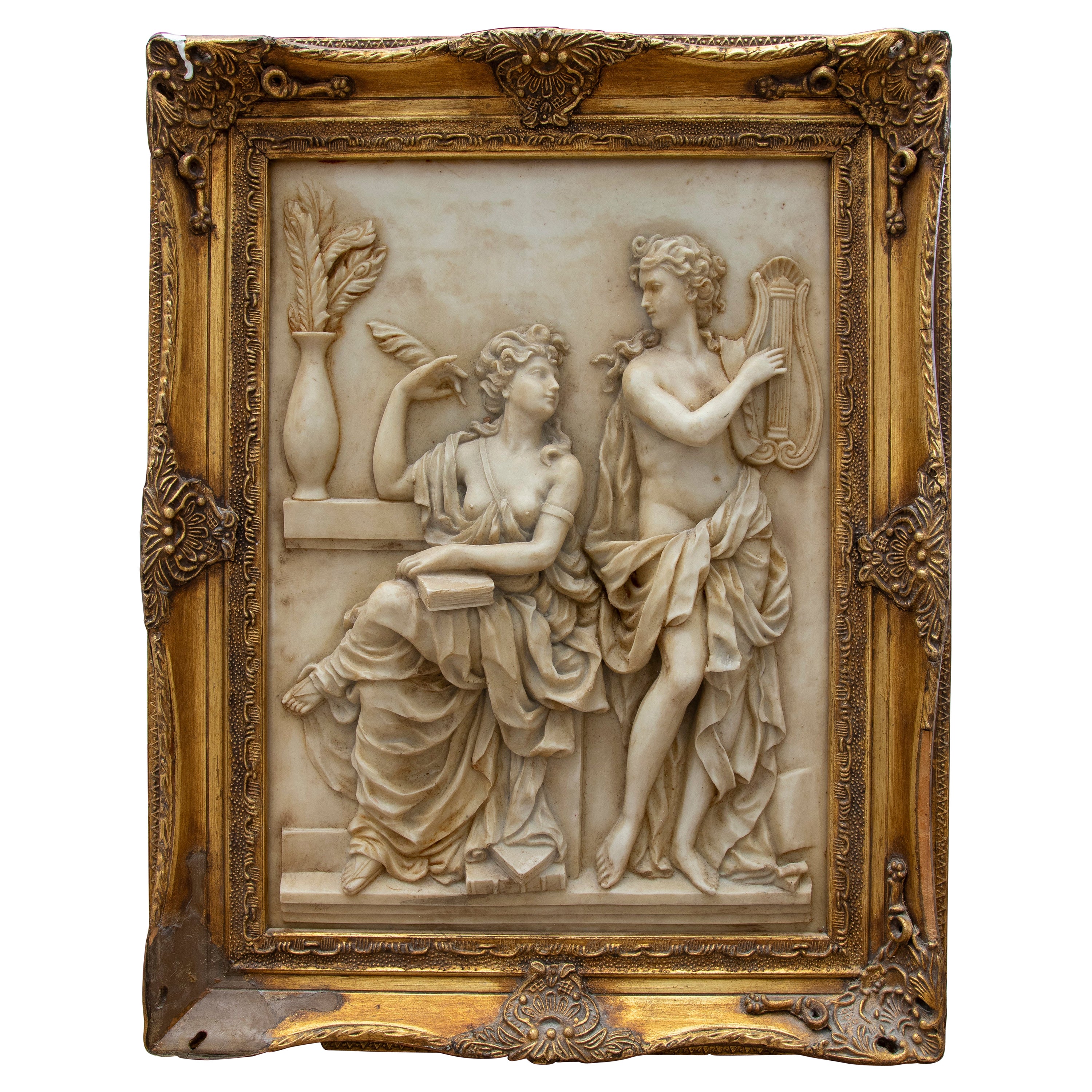 Decorative Resin Picture of Romantic Women of the Arts, with Golden Frame For Sale