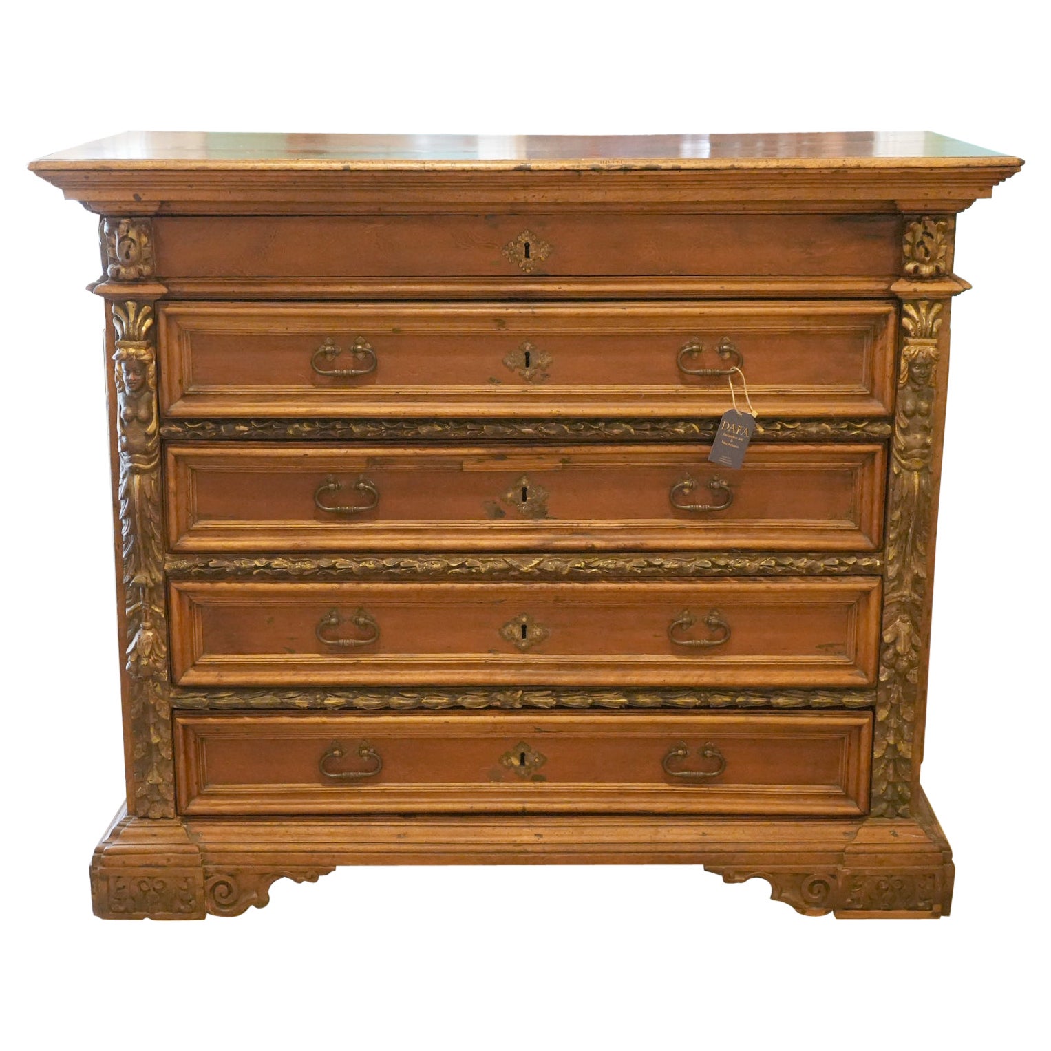 Wonderful Italian 18th Century Walnut Commode / Chest of Drawers Original Cond For Sale