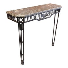1930s French Iron and Marble Wall Mounted Console