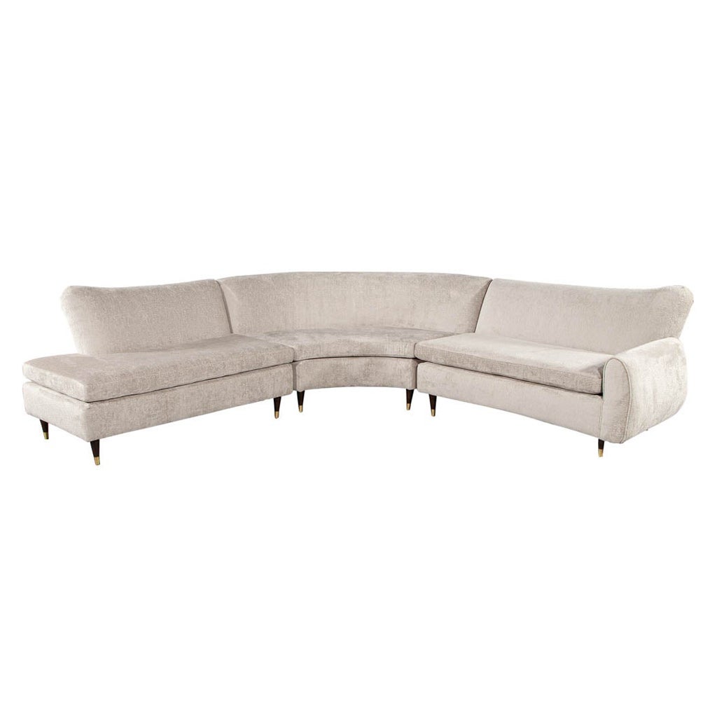 Restored Vintage Mid-Century Modern Sectional Sofa Set For Sale