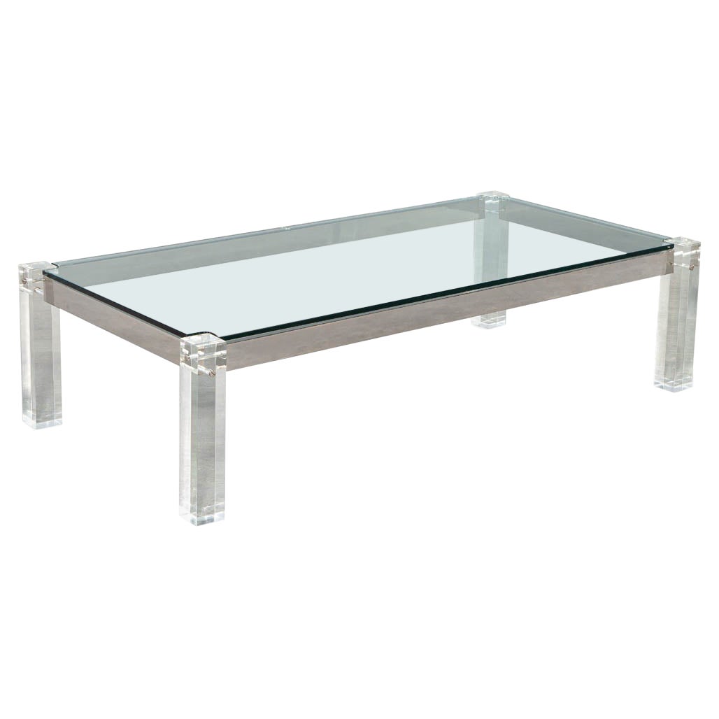Modern Glass and Acrylic Cocktail Table For Sale