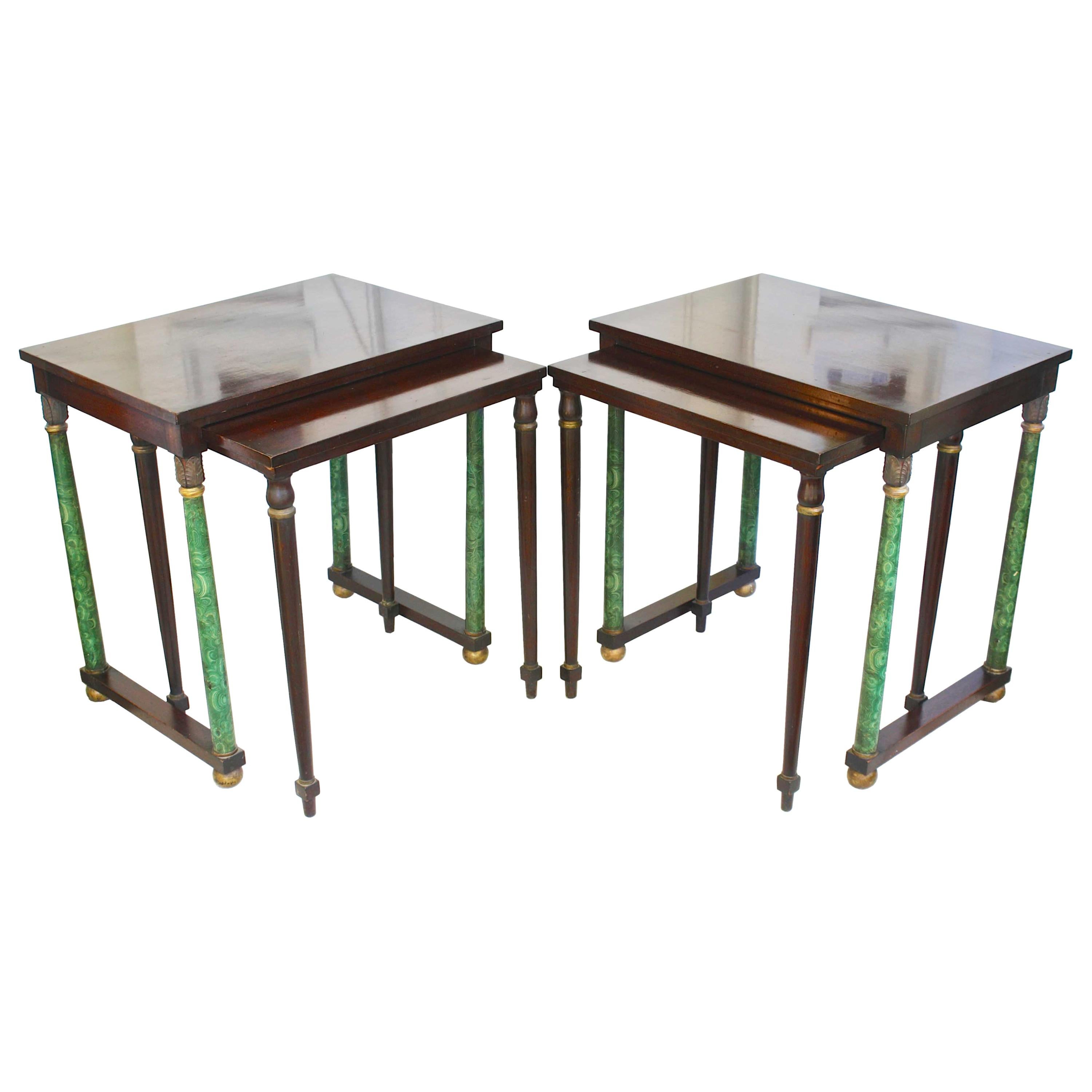 Pair of Empire Revival Nesting End Tables For Sale