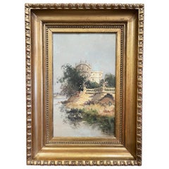  Peinture de paysage encadrée du 19ème siècle signée L. Dupuy pour E. Galien-Laloue