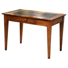 Mid-19th Century French Louis Philippe Leather Top Carved Cherry Side Table