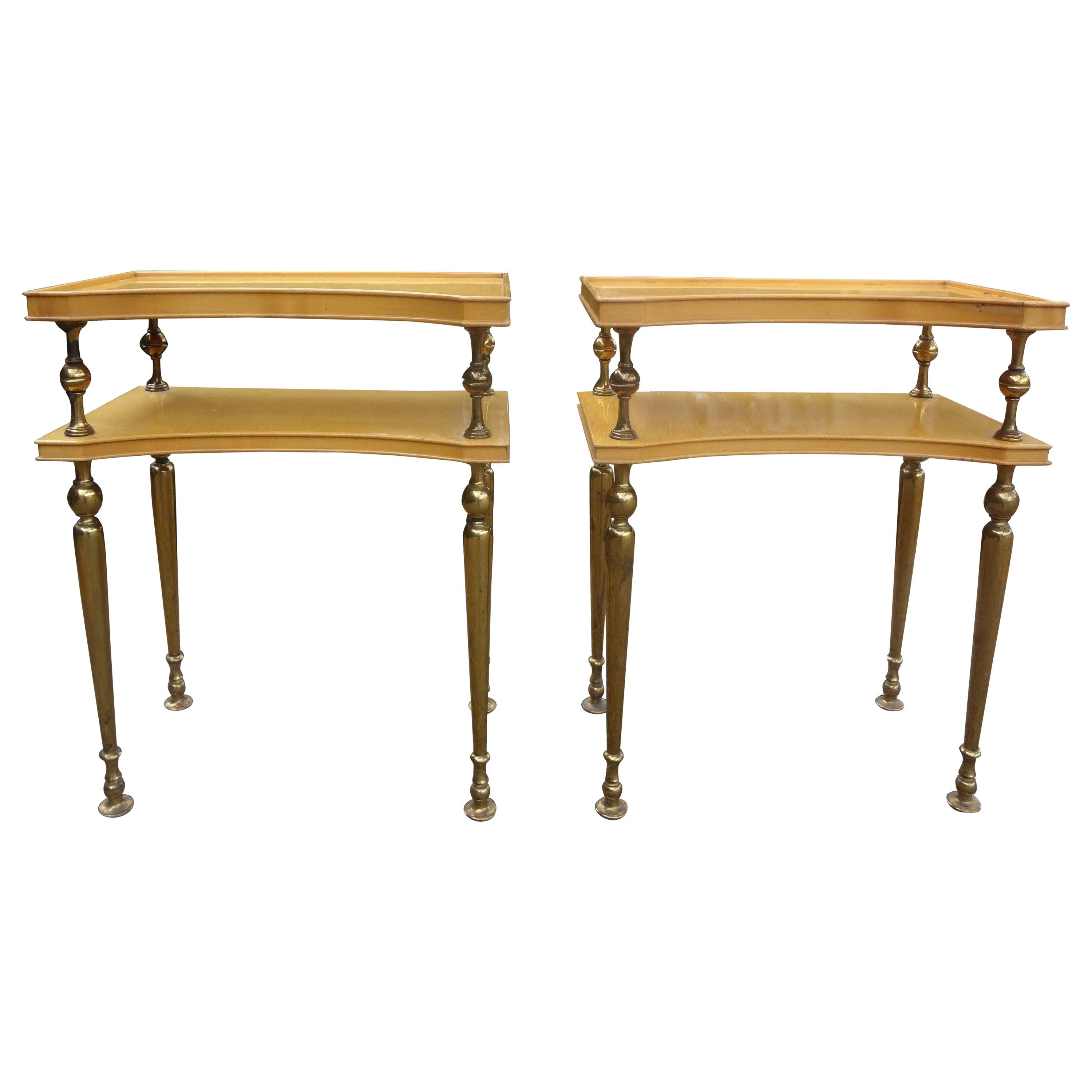 Paar französische Tische, inspiriert von Jacques Adnet