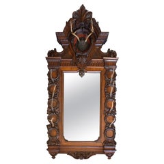 Antique Black Forest Style Antler Wall Mirror