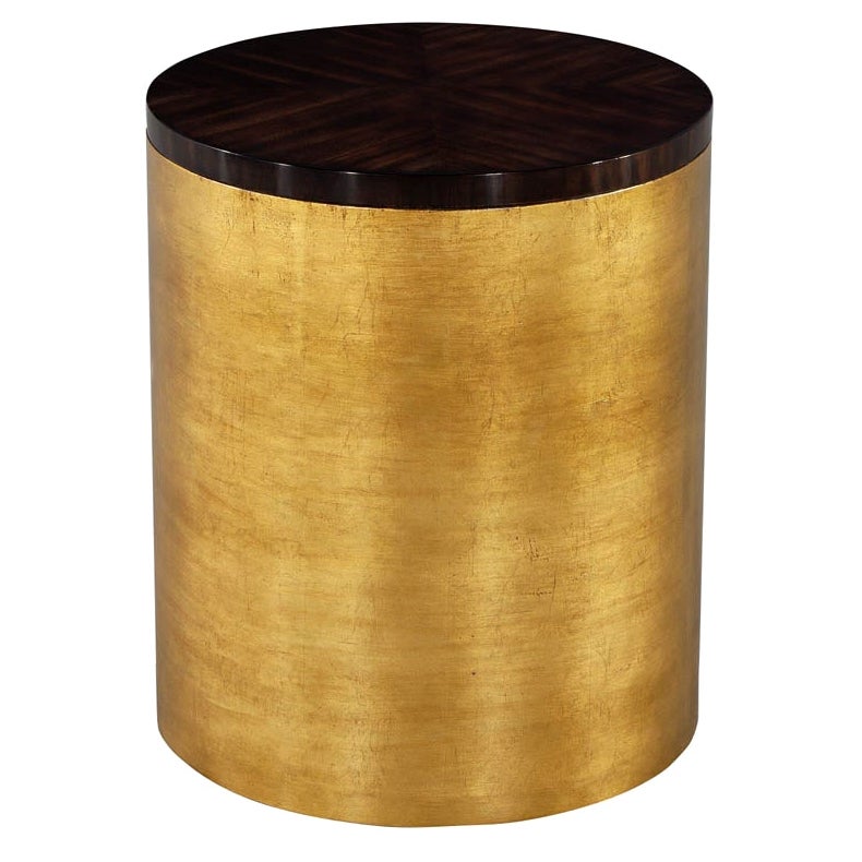 Modern Round Accent Table in Gold Leaf  For Sale