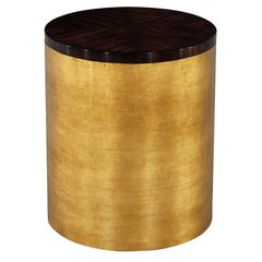 Modern Round Accent Table in Gold Leaf 