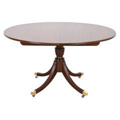 Baker Furniture Georgian Mahogany Pedestal Extension Dining Table, Refinished
