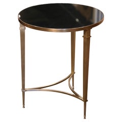 Mid-Century French Louis XVI Black Marble Top and Bronze Guéridon Table