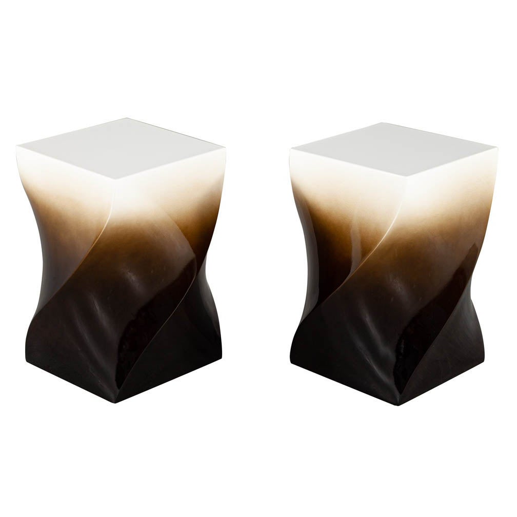 Modern Twist Pedestal Stands in Ombre Lacquered Finish For Sale