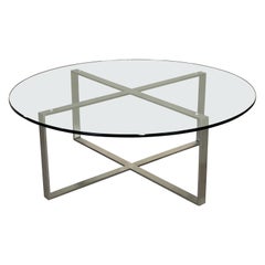 Mid-Century Modern Round Coffee Table in Stainless Steel and Glass by Bernhardt 