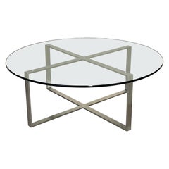 Mid-Century Modern Round Coffee Table in Stainless Steel and Glass by Bernhardt