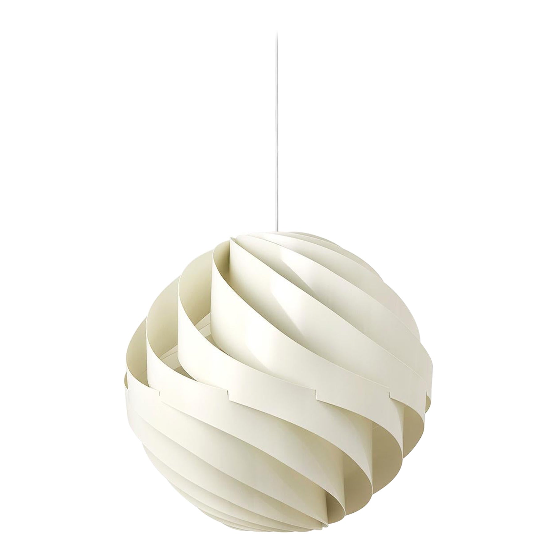 Lampada a sospensione Turbo, piccola, bianca, bianco alabastro lucido in vendita