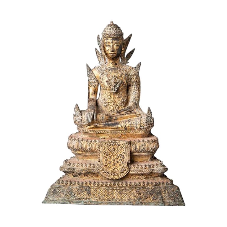 Antique Bronze Thai Rattanakosin Buddha from Thailand For Sale