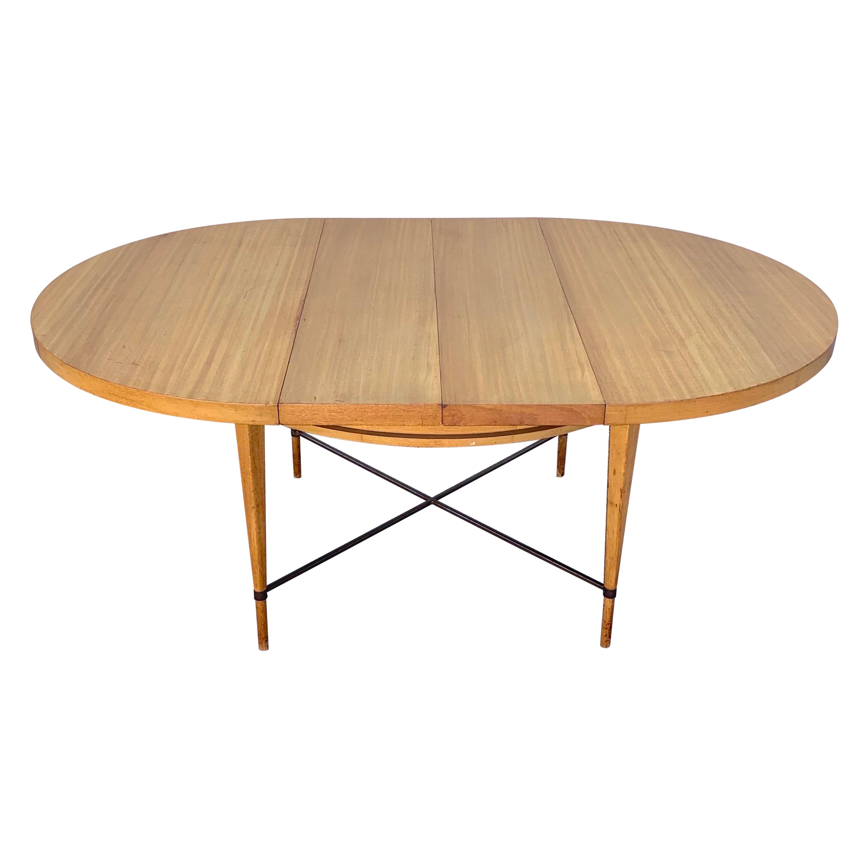 Paul McCobb Dining Table with Brass Stretcher for Calvin