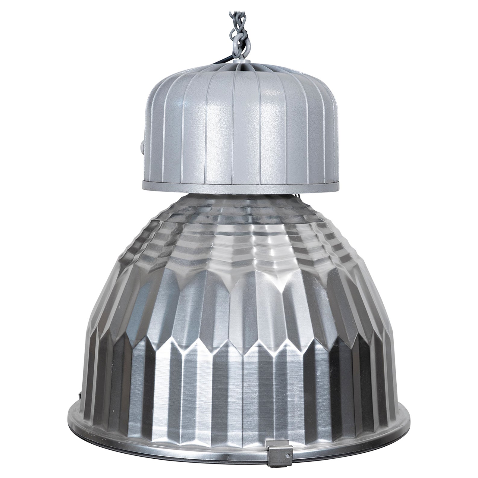 Italian Lanzini Industrial Tempered Glass Ceiling Lights For Sale