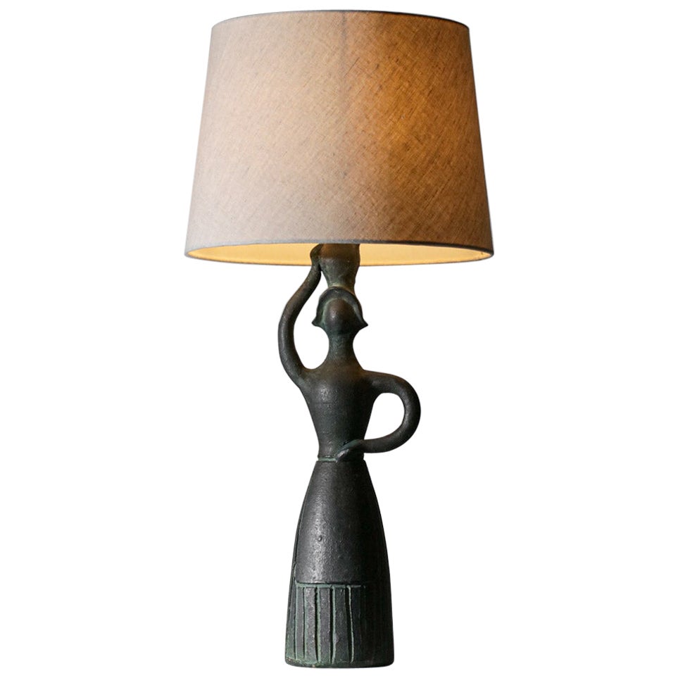 Large ceramic table lamp attributed to accolay 60s - G633