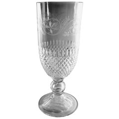 Vintage Neoclassical Style Italian Chalice-Shaped Vase in Ground and Diamond Crystal