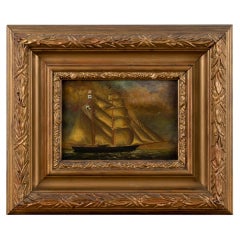 Antique Ship At Sea Painting by Henry King Taylor, circa 1860