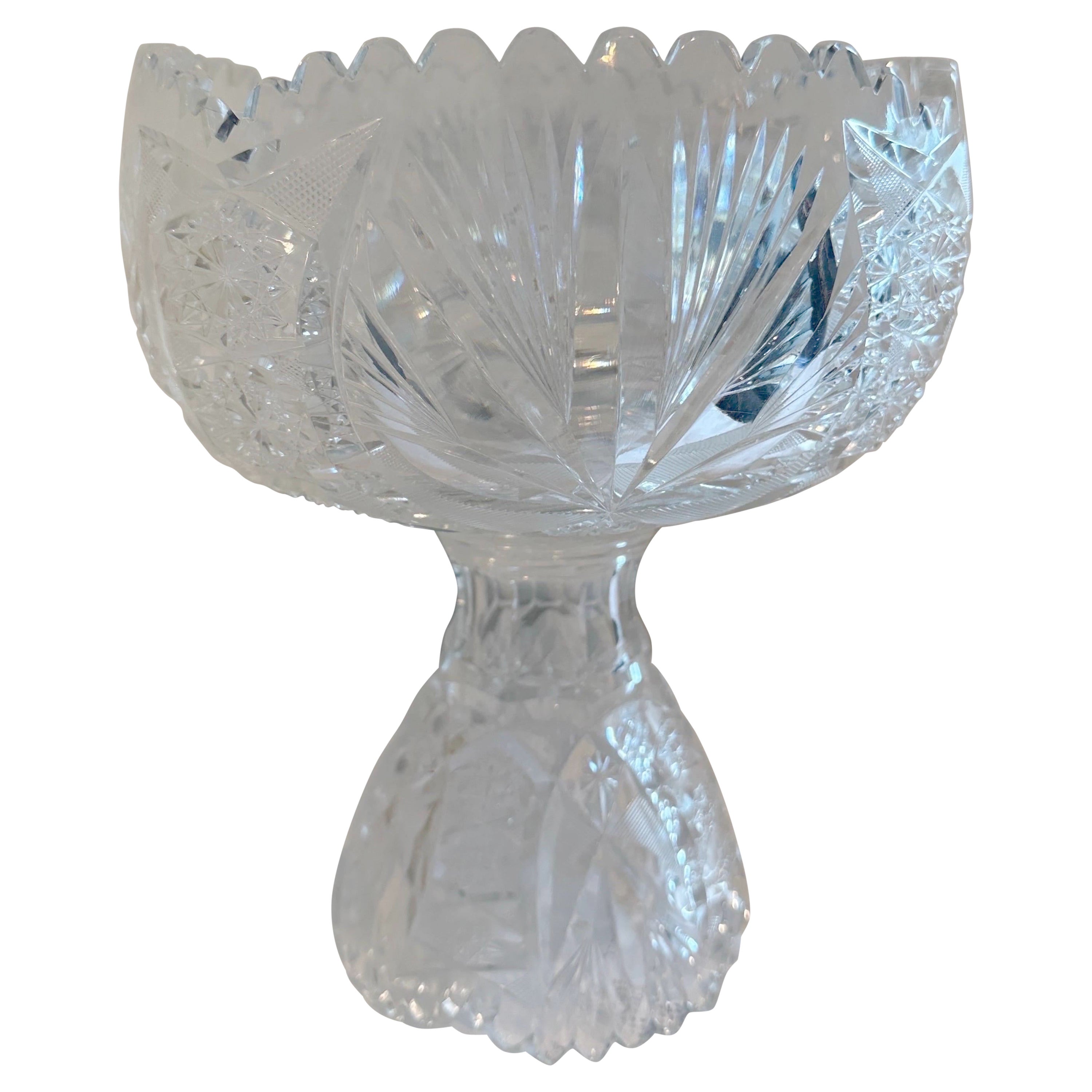 Serve bowl and vase crystal glass around 1900-1920 For Sale