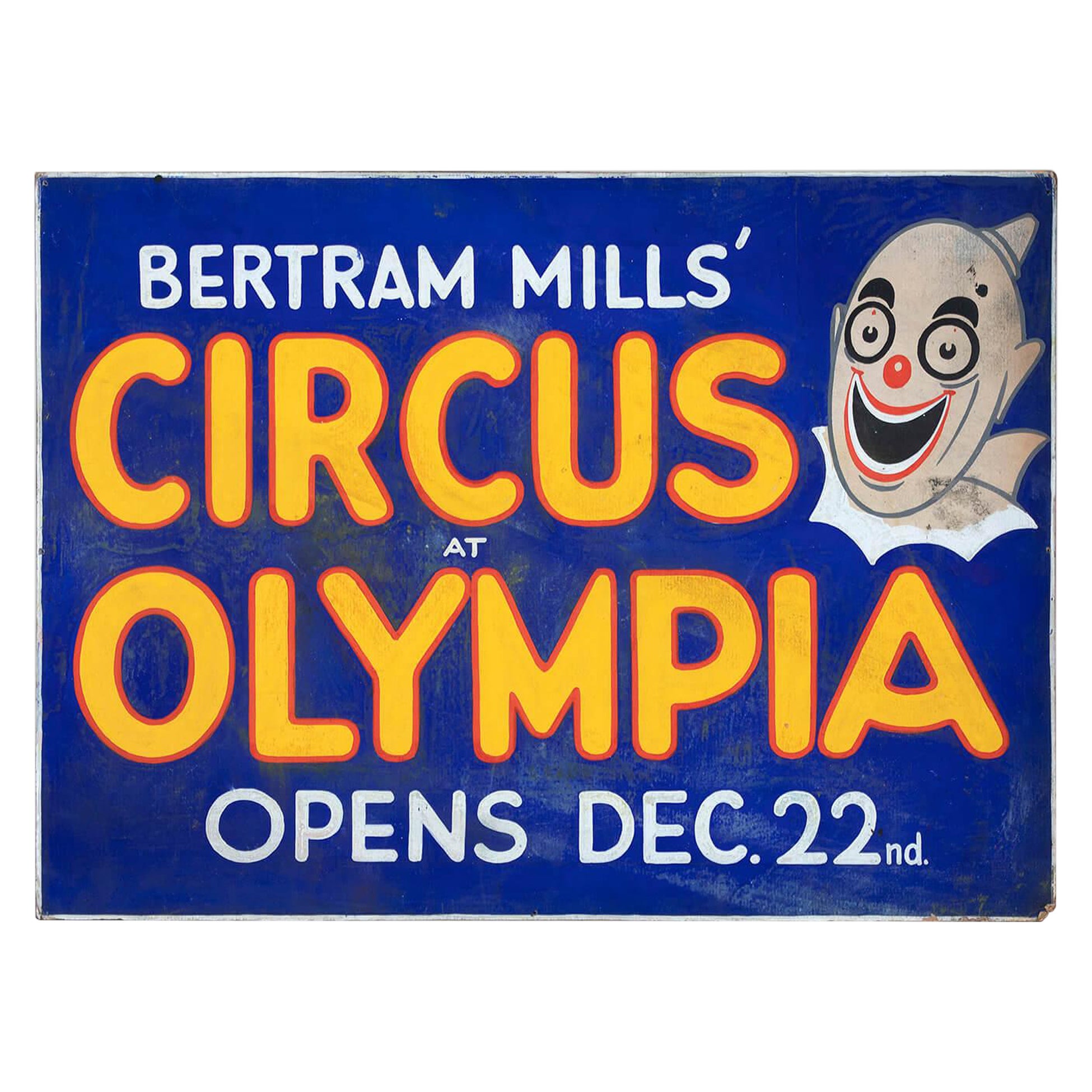 Affiche peinte à la main du Cirque d'Olympie, vers 1930