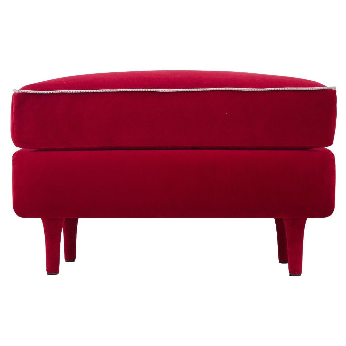 Otomana Ecológica de Terciopelo Rojo Pasión Casquet en venta