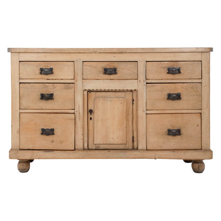 Victorian Pine Dresser Base with Four Ball Feet, circa 1880 For Sale at