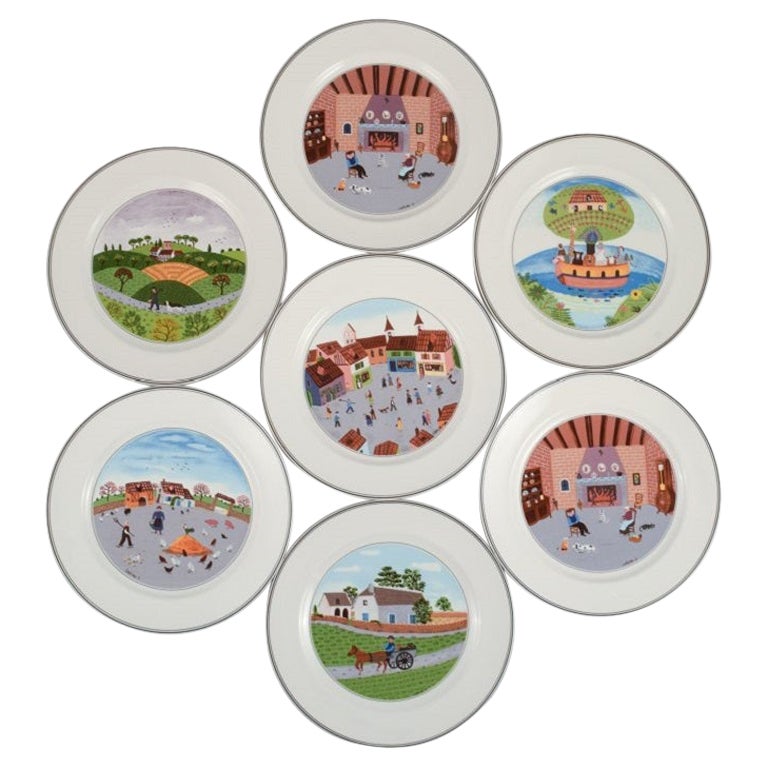 Villeroy & Boch Naif Dinner Plates in Porcelain, Designed by Gérard Laplau For Sale