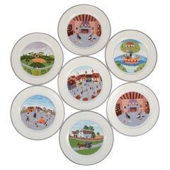 Villeroy & Boch Naif Dinner Plates in Porcelain, Designed by Gérard Laplau