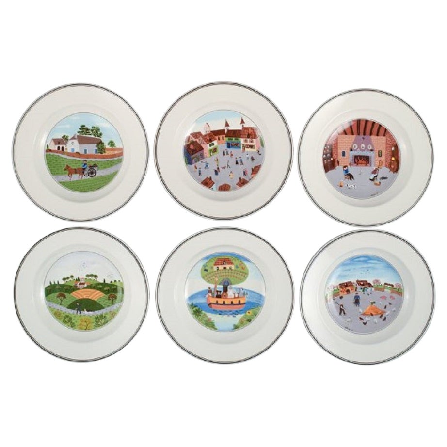 Villeroy & Boch, Design Gérard Laplau, Set of Six Deep Porcelain Plates