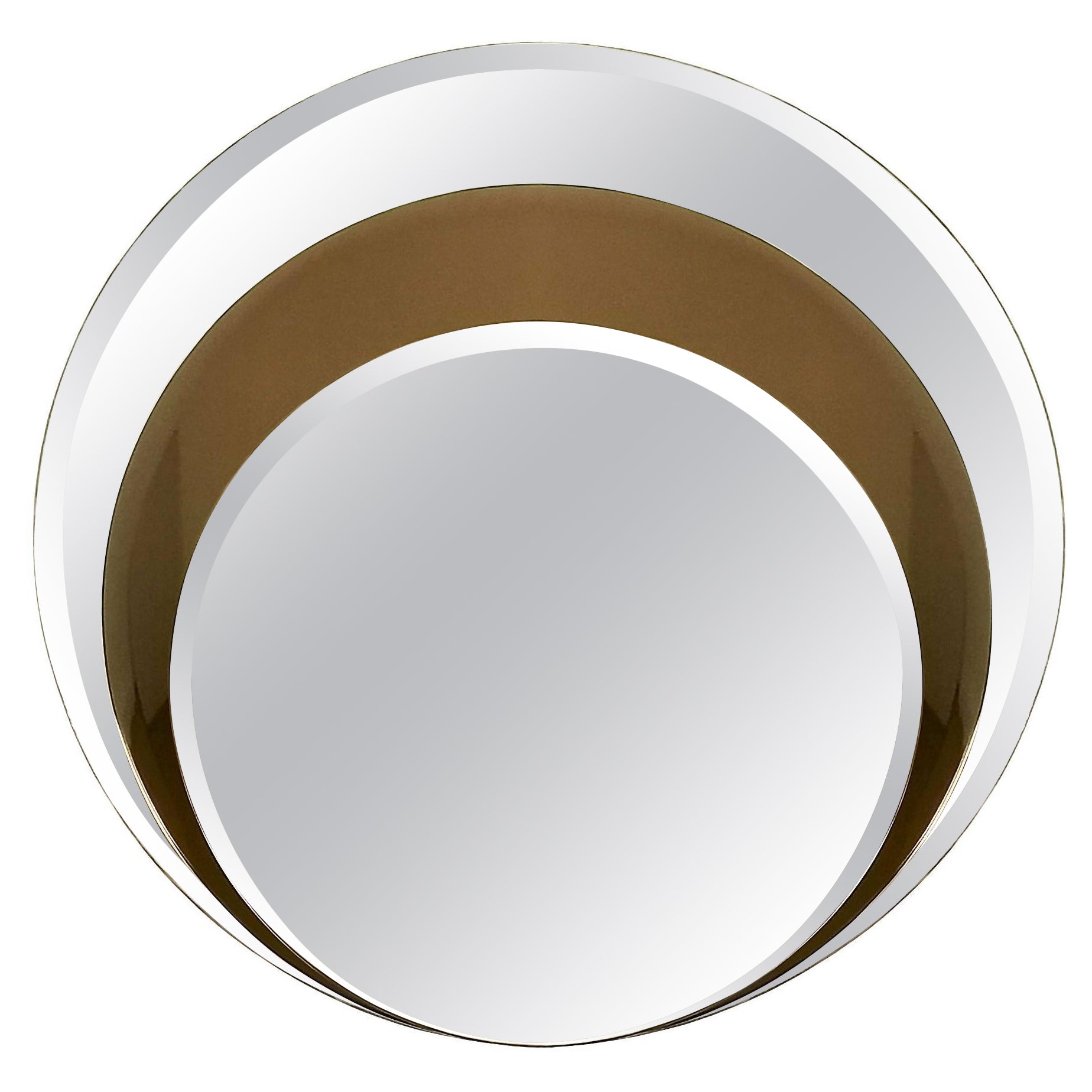 Mid-Century Modern White and Bronzed Coloured Wall Mirror - Italy 1960