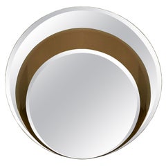 Vintage Mid-Century Modern White and Bronzed Coloured Wall Mirror - Italy 1960