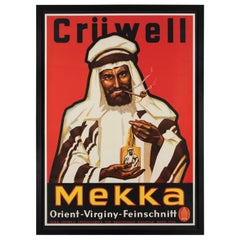 Antique Crüwell Mekka Poster Matted with Uv Protection Glass, 1939