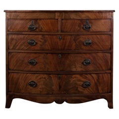 George III Bow Fronted Flame Mahogany Chest, circa 1790