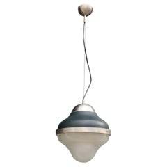 Mid-Century Italian Ceiling Lamp Oluce Style Ostuni 1960s Black Glass Murano