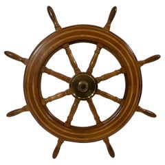 Ships Wheel with Brass Hub and Inlay