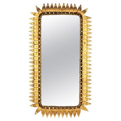 Hollywood Regency Rectangular Mirror, Gilt Iron