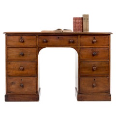 Victorian Kneehole Desk with Three Graduated Drawers, circa 1870