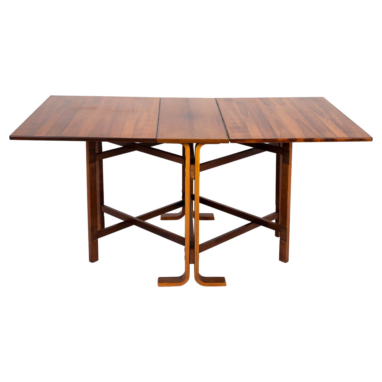 Table de salle à manger en palissandre à feuilles tombantes, Design/One Bendt Winge, circa 1950