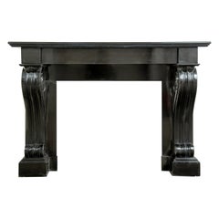 Antique Belgian Black Marble Fireplace Mantel