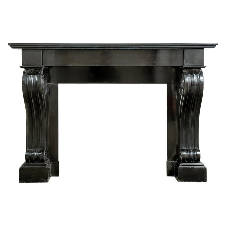Antique Belgian Black Marble Fireplace Mantel For Sale at 1stDibs