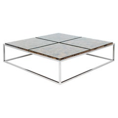 Chrome and Wooden Cork Designer Coffee Table, 20th Century