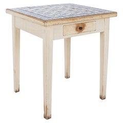 Antique Continental Painted Tile Top Table, circa 1890